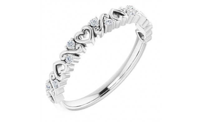 14K White .08 CTW Heart Diamond Anniversary Band