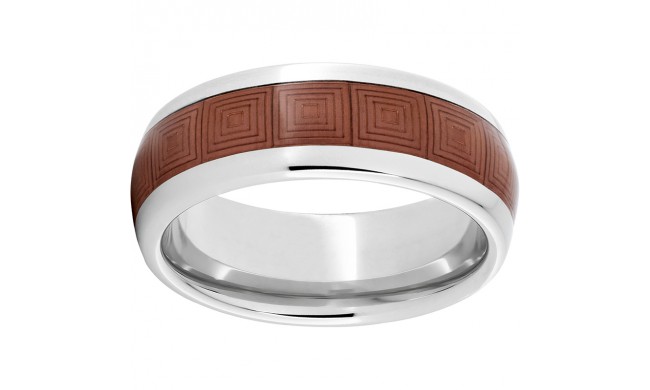 Serinium Domed Band with Copper Inlay and Box Laser Engraving