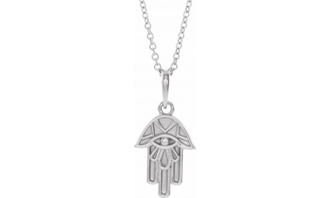 14K White Hamsa 16-18 Necklace