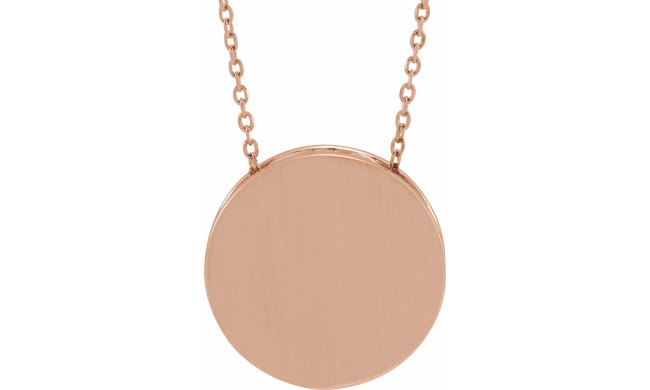 14K Rose 17 mm Scroll Disc 16-18 Necklace