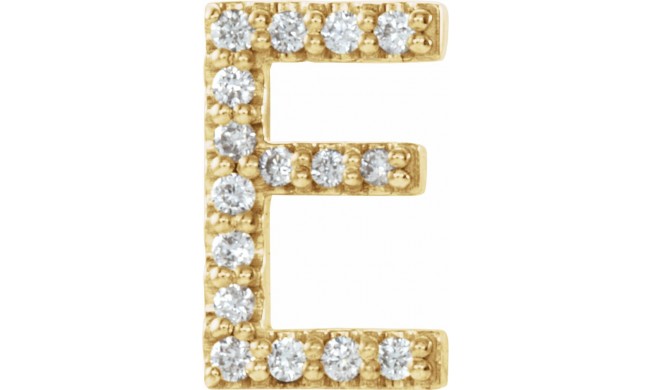 14K Yellow .06 CTW Diamond Single Initial E Earring