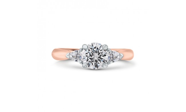 Shah Luxury 18K Two-Tone Gold Diamond Three-Stone Engagement Ring (Semi-Mount)