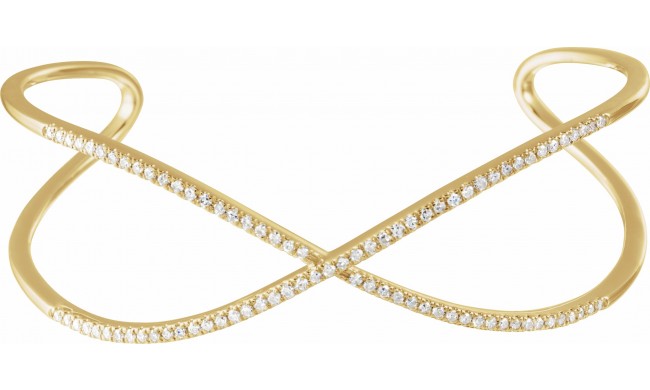 14K Yellow 3/4 CTW Diamond Criss-Cross Cuff 7 Bracelet