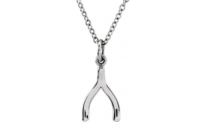 14K White Tiny Poshu00ae Wishbone 16-18 Necklace
