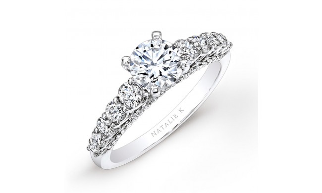 18k White Gold Prong Bezel Set White Diamond Engagement Ring