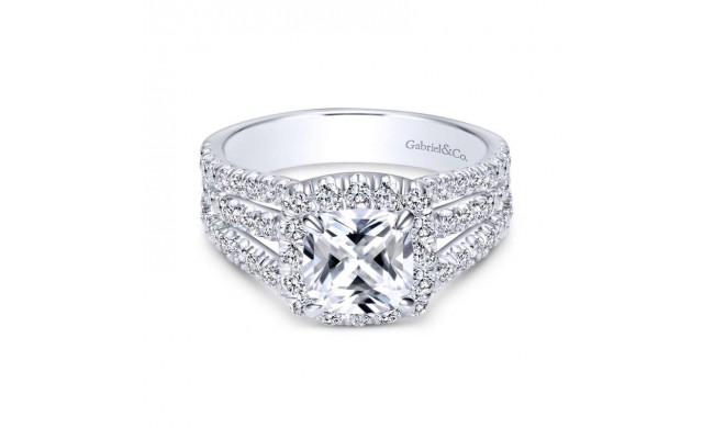 Gabriel & Co. 14k White Gold Contemporary Halo Engagement Ring