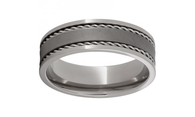 Titanium Flat Band with Two 1mm Steel Rope Inlays