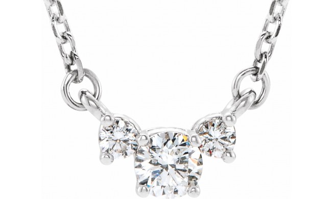 14K White 1/3 CTW Diamond Three-Stone 16-18 Necklace