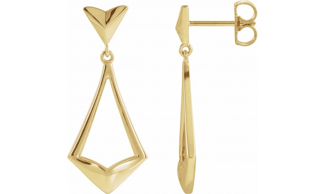 14K Yellow Geometric Dangle Earrings with Backs
