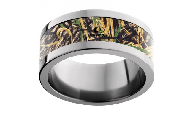Titanium Flat Band with Mossy Oak Shadow Grass Inlay
