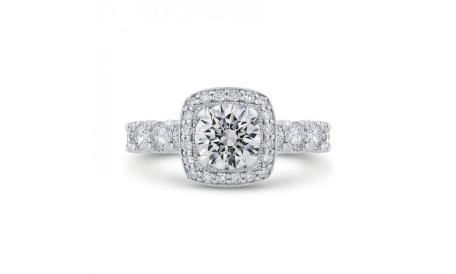 Shah Luxury 14K White Gold Round Diamond Halo Engagement Ring (Semi-Mount)