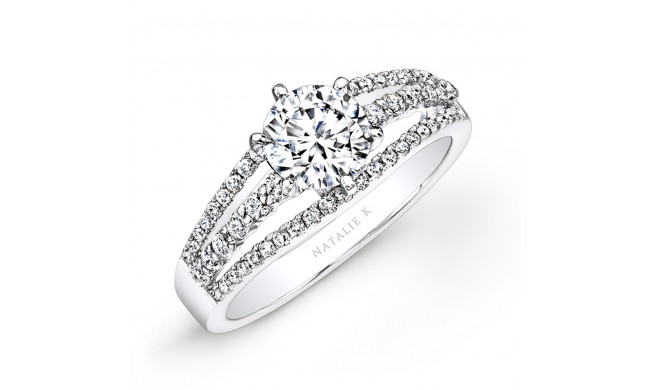 18k White Gold Split Shank Pave White Diamond Engagement Ring