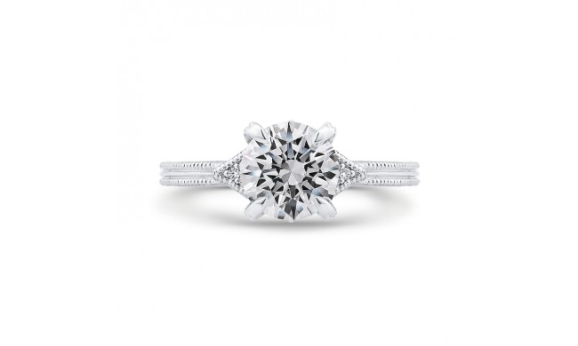 Shah Luxury Round Cut Diamond Engagement Ring In 14K White Gold (Semi-Mount)