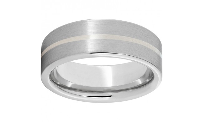 Serinium Pipe Cut Band with a 1mm Sterling Silver Inlay and Satin Finish