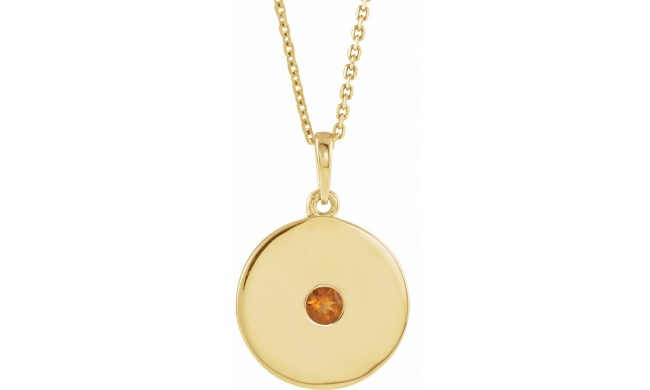 14K Yellow Citrine Disc 16-18 Necklace