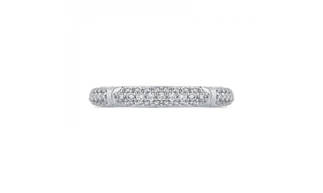 Shah Luxury 14K White Gold Round Diamond Wedding Band