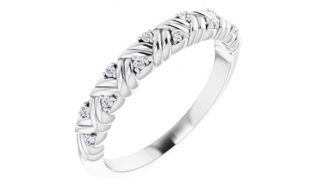 14K White .06 CTW Diamond Woven Anniversary Band