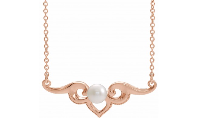 14K Rose Freshwater Cultured Pearl Bar 18 Necklace