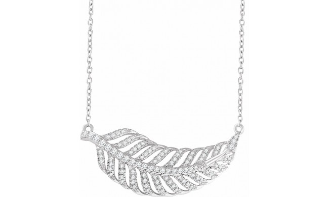 14K White 3/8 CTW Diamond Leaf 16-18 Necklace