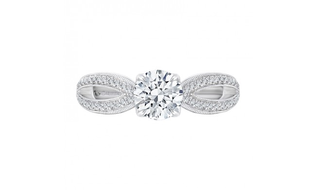 Shah Luxury Round Cut Diamond Engagement Ring with Split Shank In 14K White Gold (Semi-Mount)
