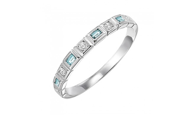 Gems One 14Kt White Gold Diamond (1/12Ctw) & Aquamarine (1/10 Ctw) Ring