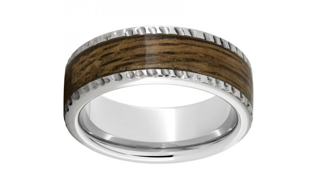 Serinium Pipe Cut Band with Bourbon Barrel Aged Inlay and Notched Finish