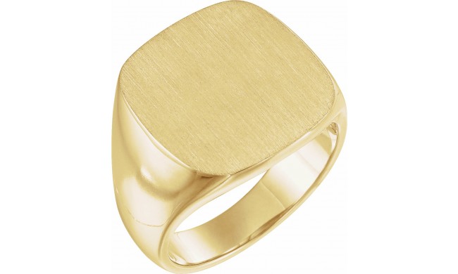 14K Yellow 18x18 mm Square Signet Ring