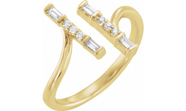 14K Yellow 1/6 CTW Diamond Double Bar Ring