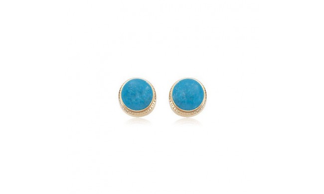 14K Yellow Gold Chinese Turquoise Stud Earrings