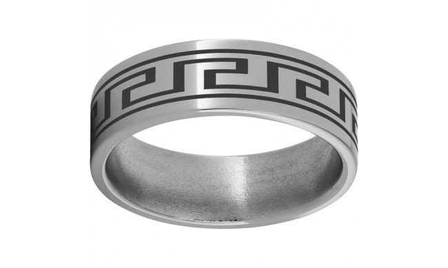 Titanium Flat Band with a Greek Laser Engraving