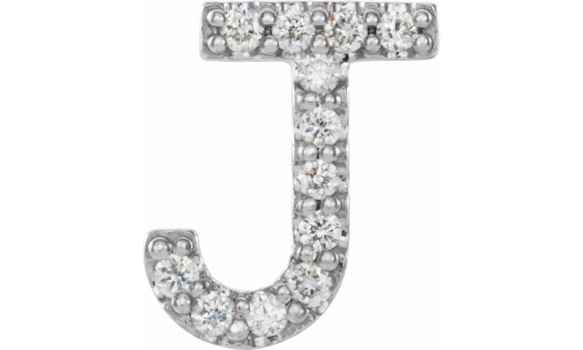 14K White .05 CTW Diamond Single Initial J Earring