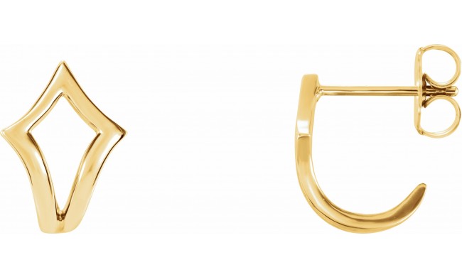 14K Yellow Geometric J-Hoop Earrings