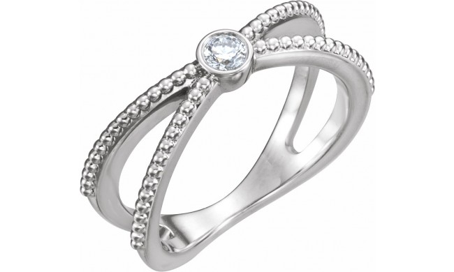 14K White 1/8 CTW Diamond Bezel-Set Beaded Ring