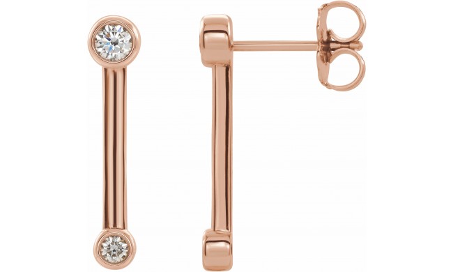 14K Rose 1/5 CTW Diamond Bezel-Set Bar Earrings