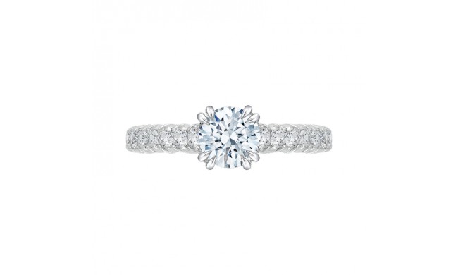 Shah Luxury 14K White Gold Euro Shank Round Diamond Cathedral Style Engagement Ring (Semi-Mount)