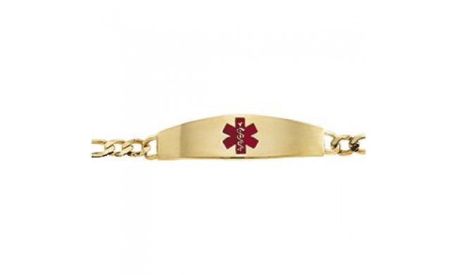 14K Yellow & Red Enamel Medical Identification 8 Bracelet