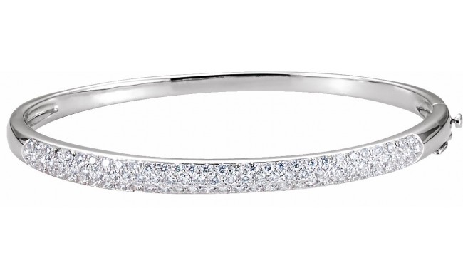 14K White 1 1/2 CTW Diamond Bangle 7 Bracelet