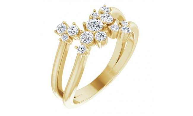 14K Yellow 1/2 CTW Diamond Cluster Bypass Ring