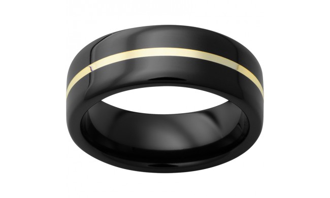 Black Diamond Ceramic Pipe Cut Band with 1mm 18K Yellow Gold Inlay