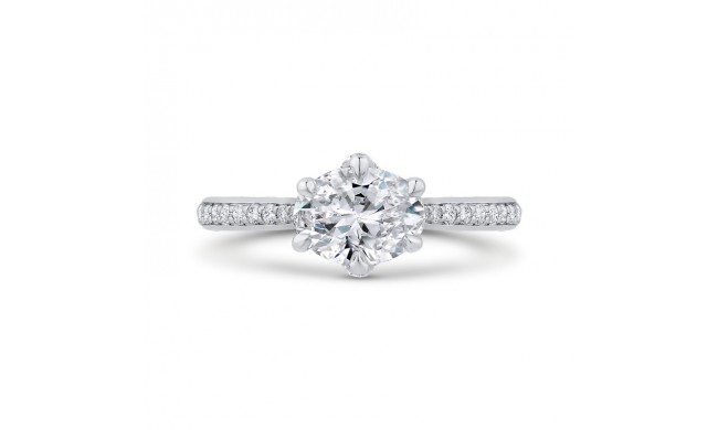 Shah Luxury 14K White Gold Oval Cut Diamond Engagement Ring (Semi-Mount)