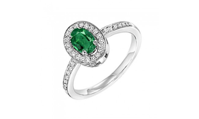 Gems One 14Kt White Gold Diamond (1/5Ctw) & Emerald (1/5 Ctw) Ring