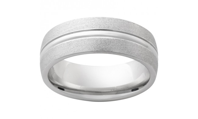 Serinium Domed Band with a Domed Center Groove and Stone Finish
