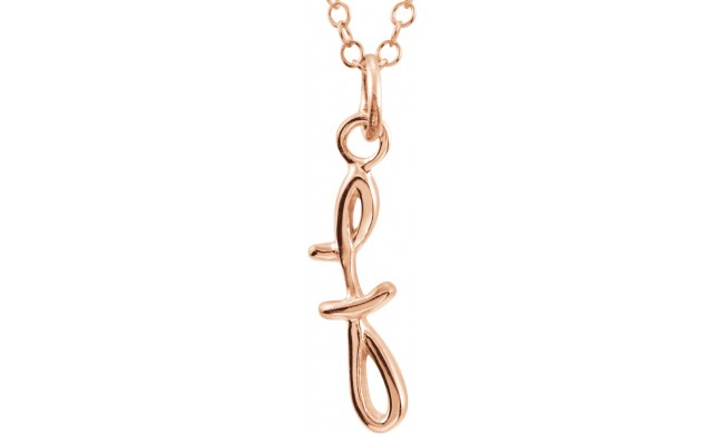 14K Rose Script Lowercase Initial F 18 Necklace