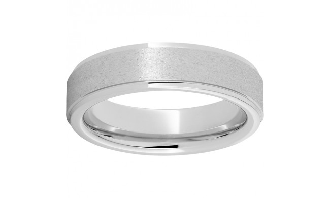Serinium Flat Band with Grooved Edges and Stone Finish