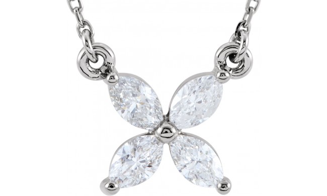 14K White 1/2 CTW Diamond Floral-Inspired 16 Necklace