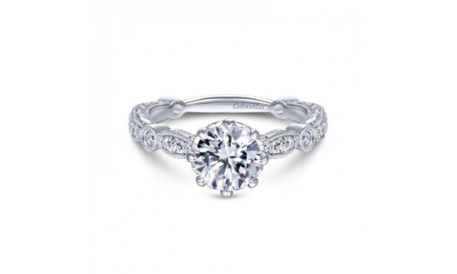 Gabriel & Co. 14k White Gold Victorian Straight Engagement Ring