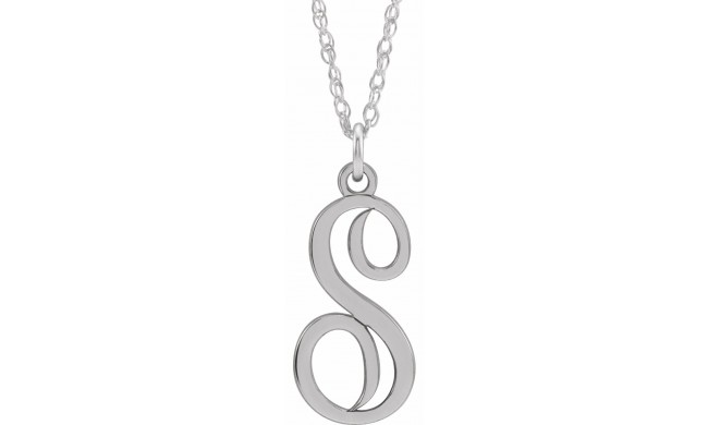 14K White Script Initial S 16-18 Necklace