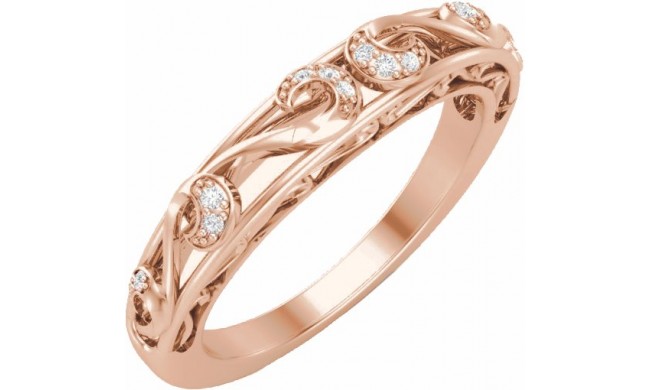 14K Rose .04 CTW Diamond Matching Band for 6.5 mm Round Ring