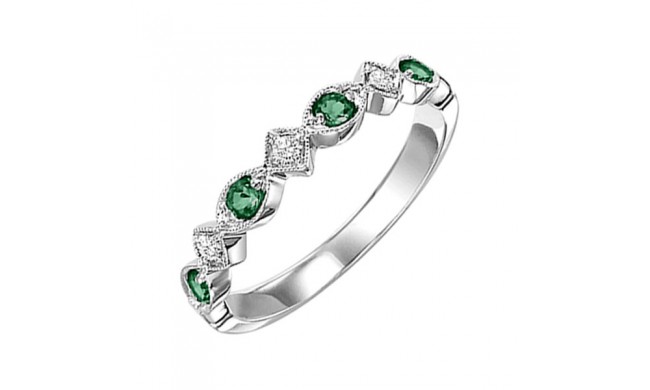 Gems One 14Kt White Gold Diamond (1/20Ctw) & Emerald (1/6 Ctw) Ring