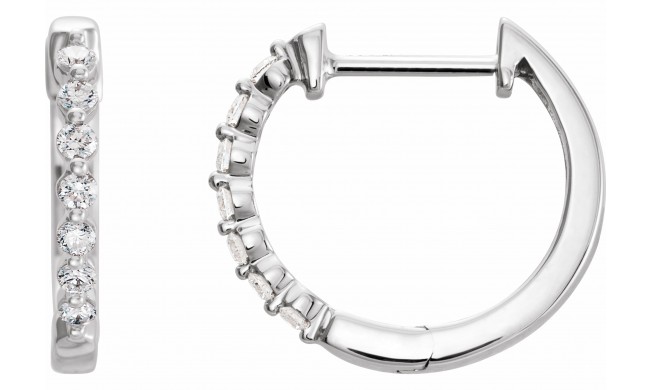14K White 1/5 CTW Diamond 15.25 mm Hoop Earrings